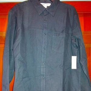 Old Navy Black Plaid Dress Shirt L